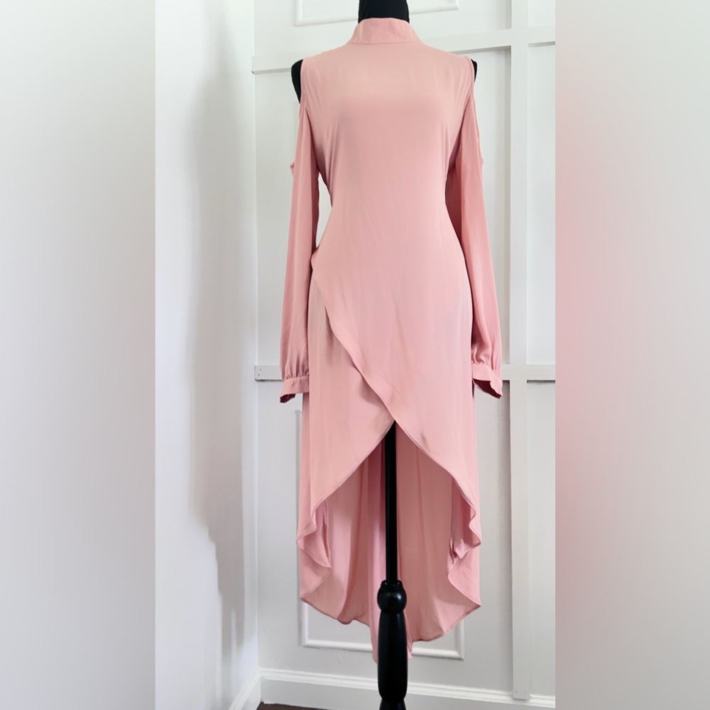 Elegant High-Low Cold Shoulder Dress